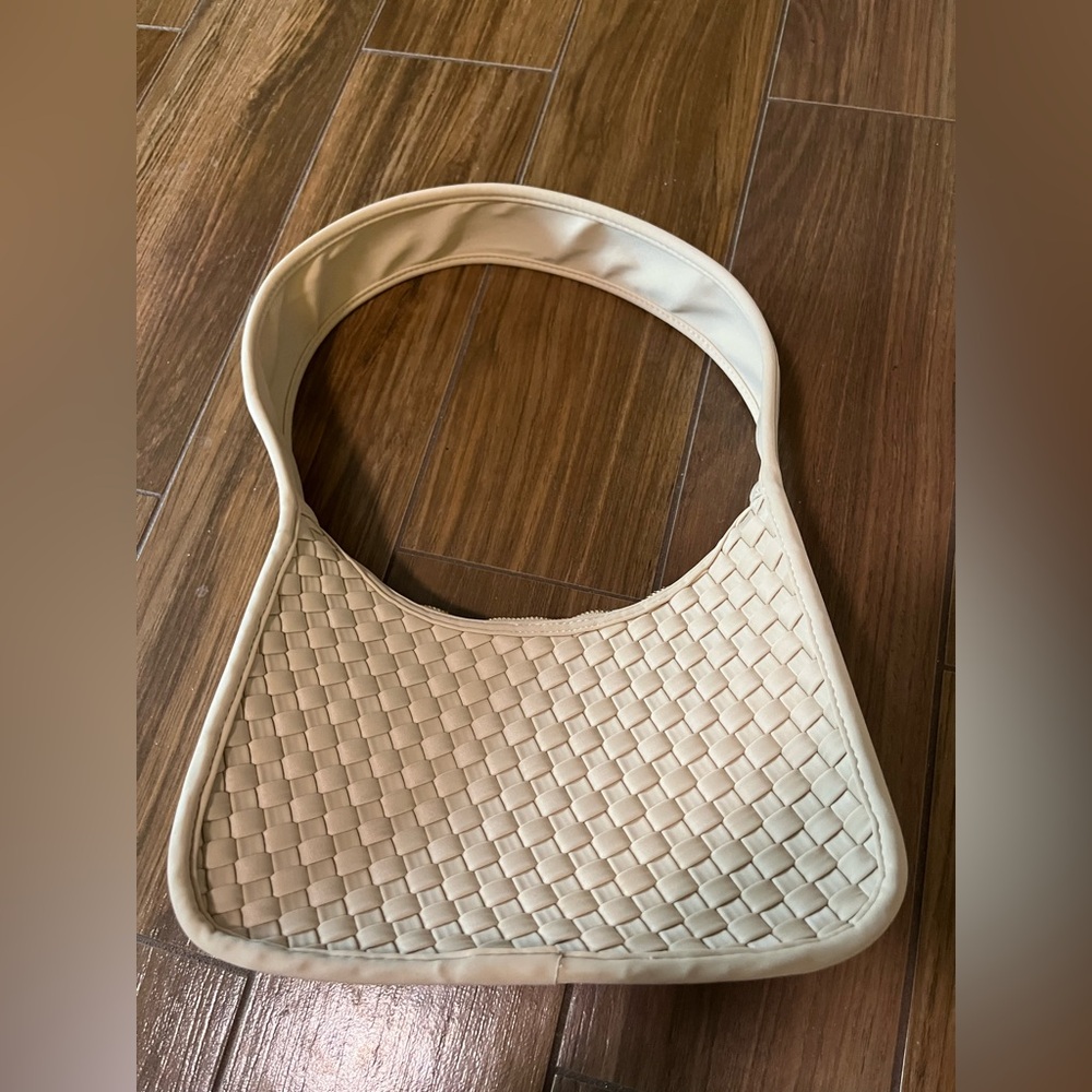 Anthropologie Cream Woven Shoulder Bag